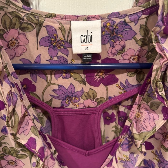 CAbi Trifle Top Purple and Pink Floral Blouse with matching tank - Picture 4 of 5
